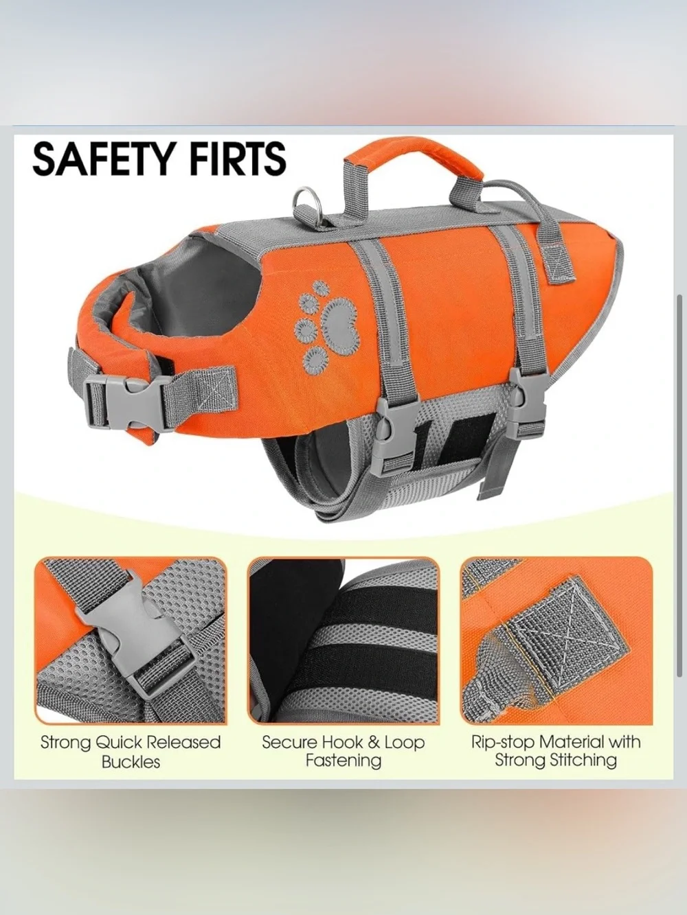Dog Life Jacket Medium Safety Dog Life Vest for Swimming/Boating M. 2563/DB-1